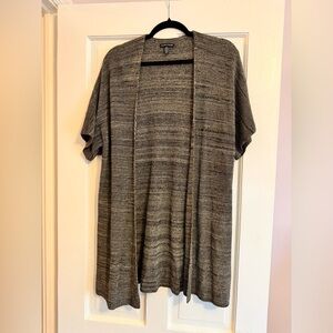 NWOT EILEEN FISHER Tencel Kimono Cardigan Sweater, Black/Natural, Size S /M /PM